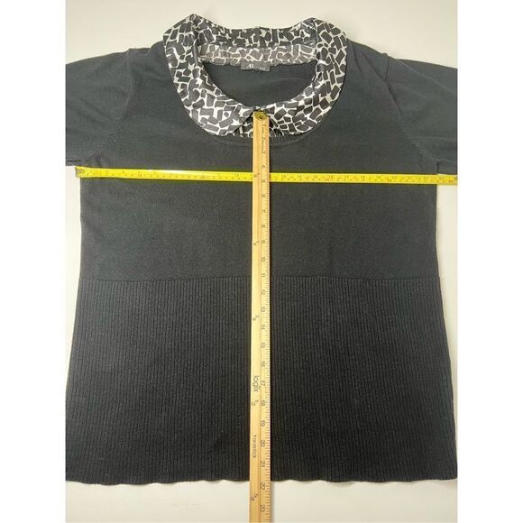 AB Studio Silk Print Trim 3/4 Sleeve Black White Sweater Size 3XL - Picture 8 of 11